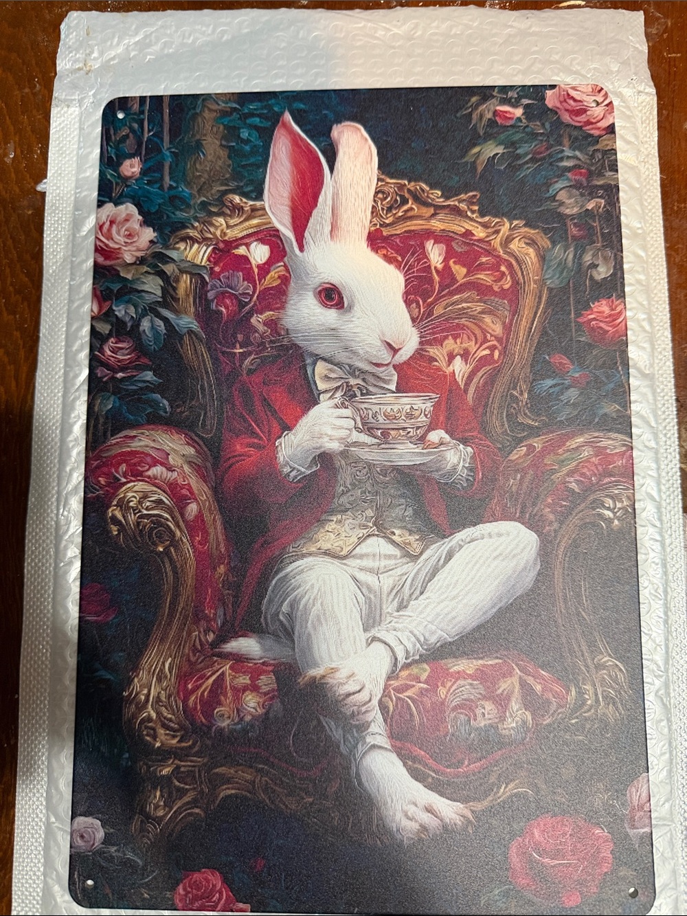 White Rabbit Tea Party Wall Art - Red Accent Home Décor